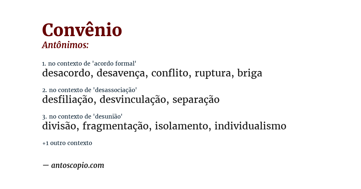 Antônimo de convênio