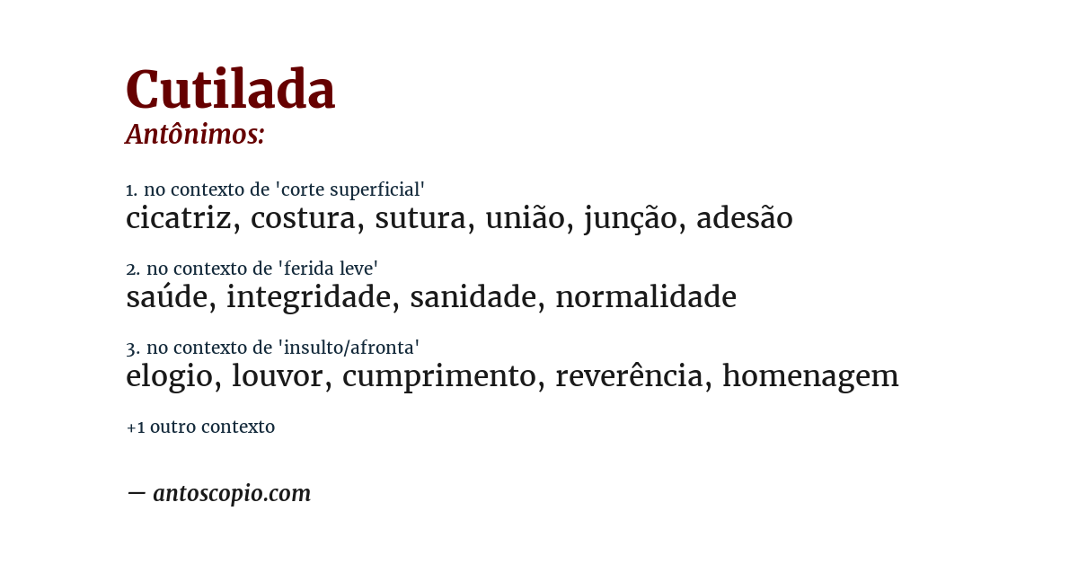 Antônimo de cutilada