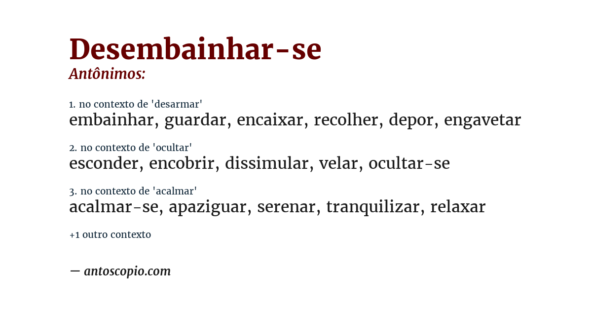 Antônimo de desembainhar-se