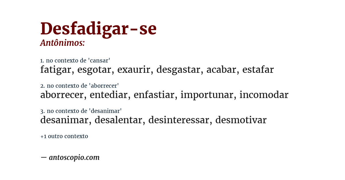 Antônimo de desfadigar-se