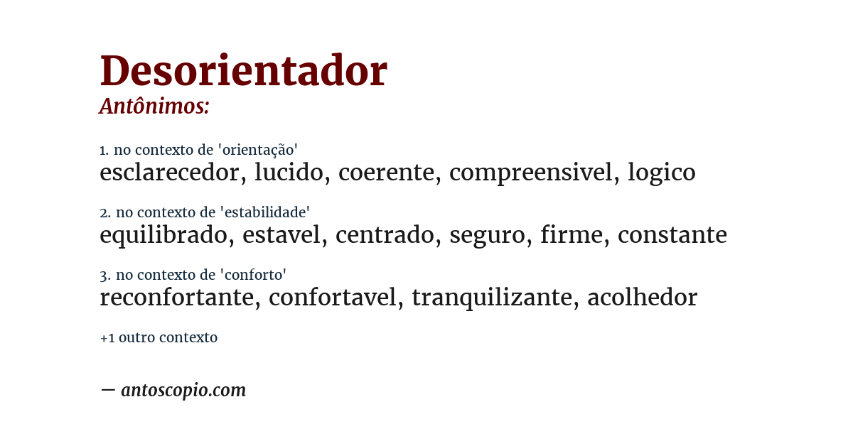 Antônimo de desorientador