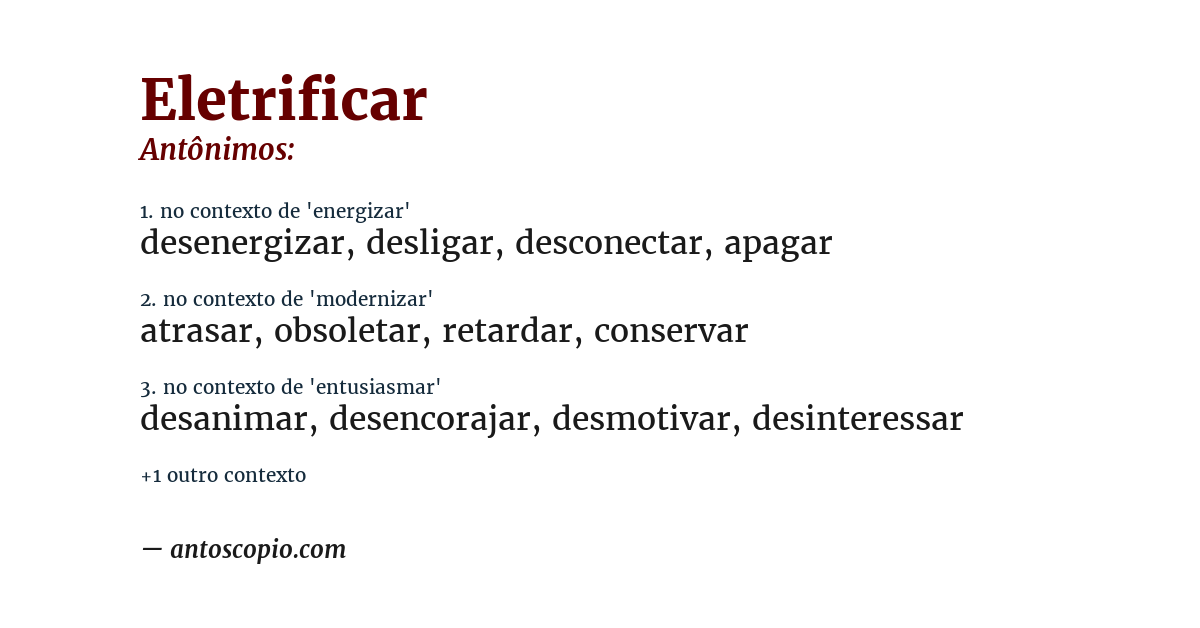 Antônimo de eletrificar