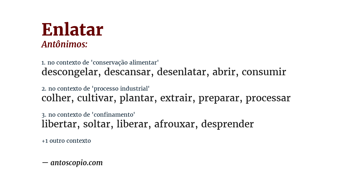 Antônimo de enlatar