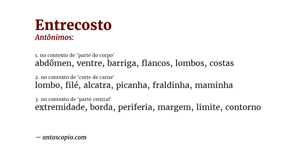 Antônimo de entrecosto