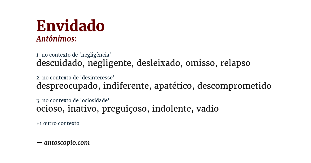 Antônimo de envidado