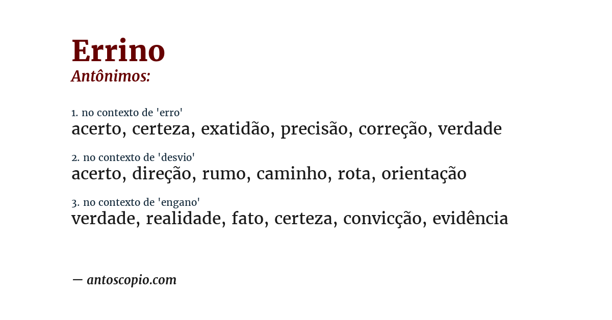 Antônimo de errino