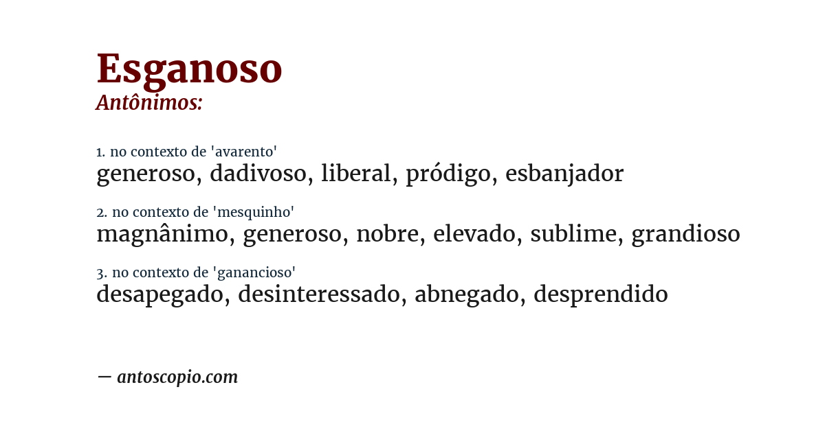 Antônimo de esganoso