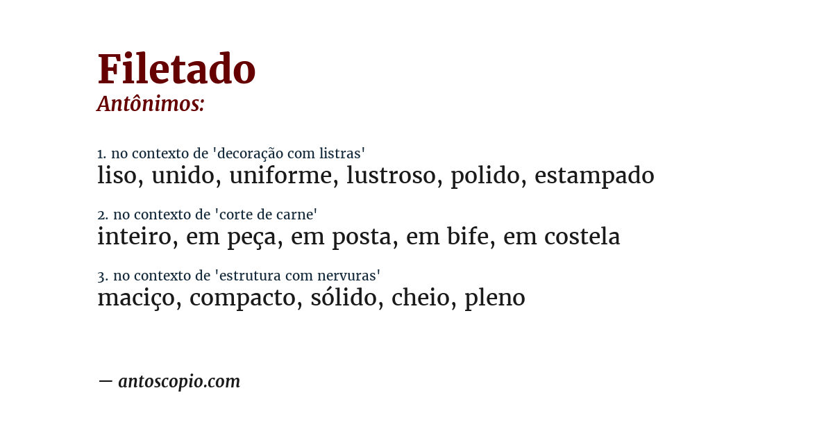 Antônimo de filetado