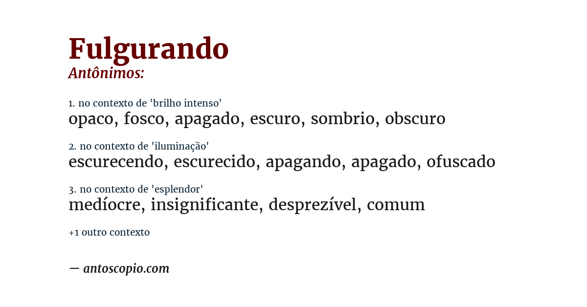 Antônimo de fulgurando