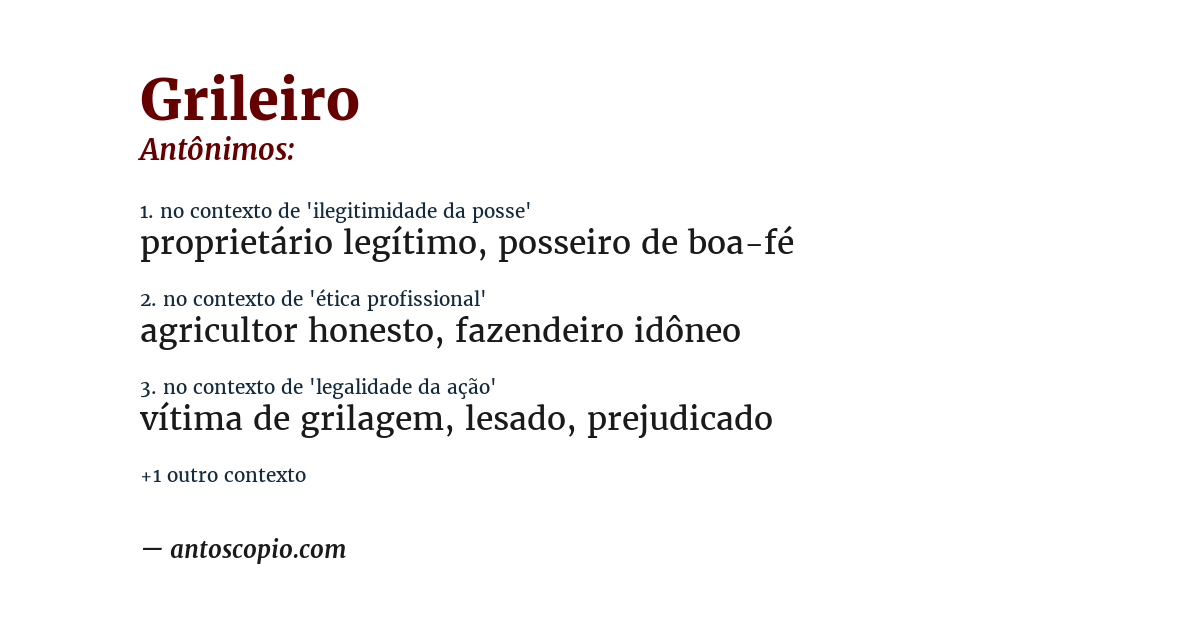 Antônimo de grileiro