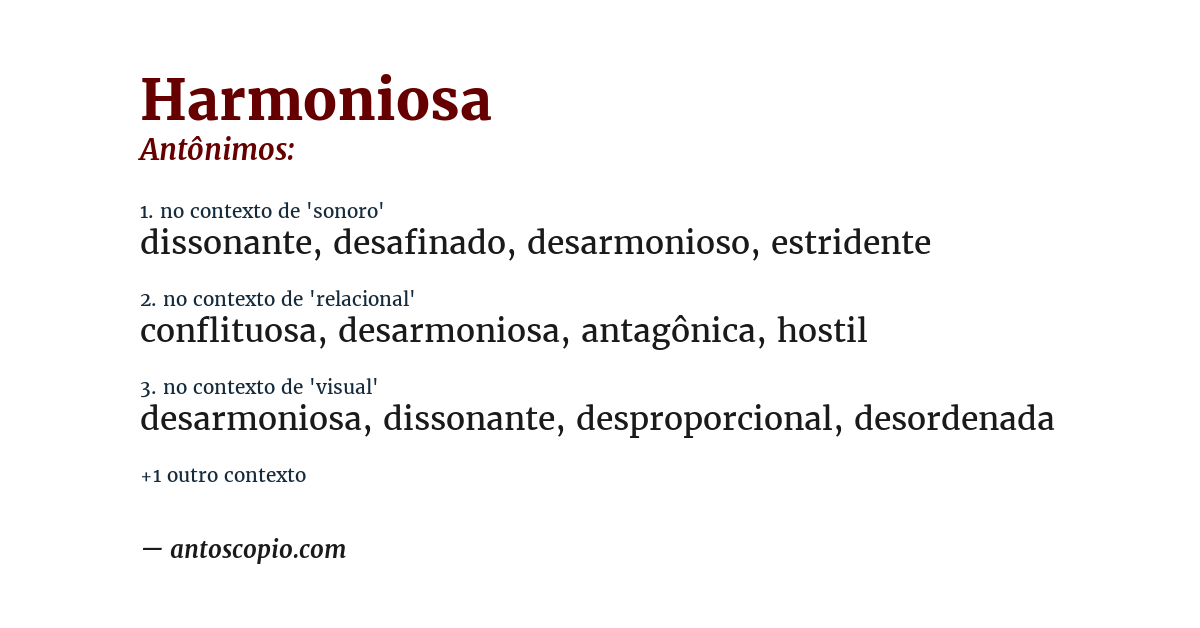 Antônimo de harmoniosa