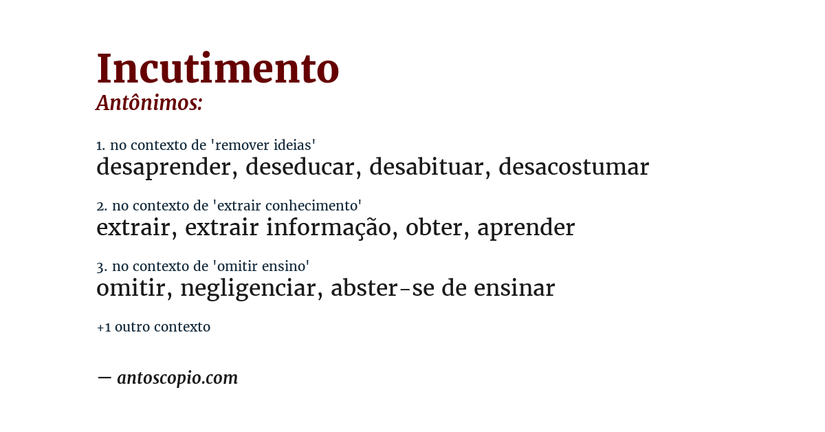 Antônimo de incutimento