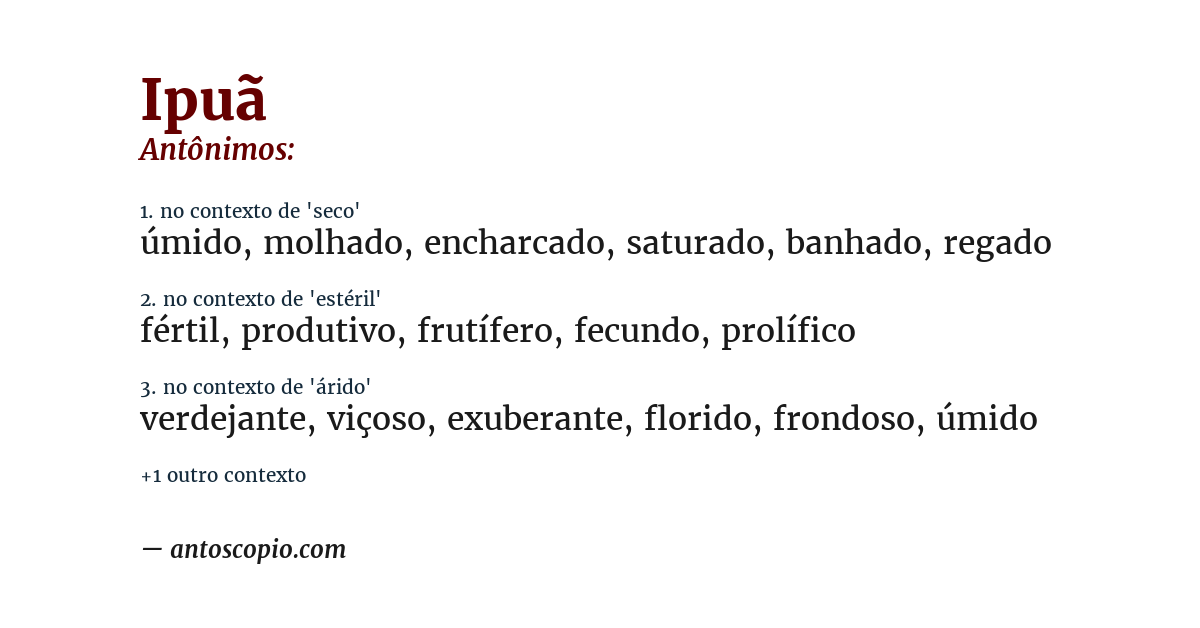 Antônimo de ipuã