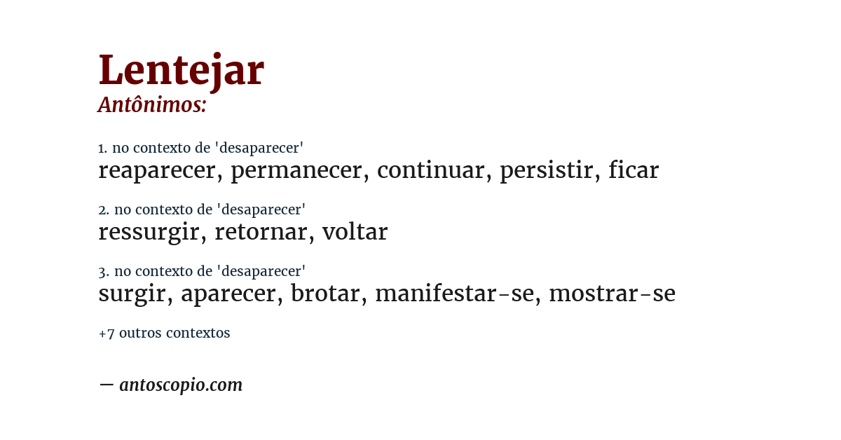 Antônimo de lentejar