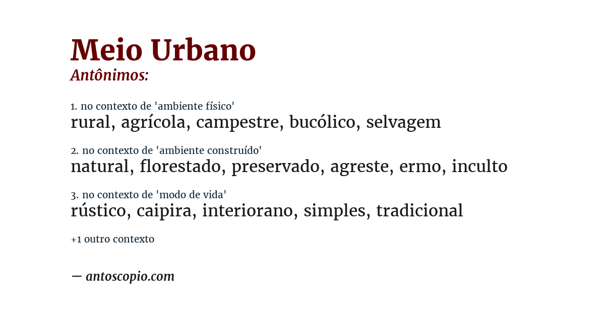 Antônimo de meio urbano