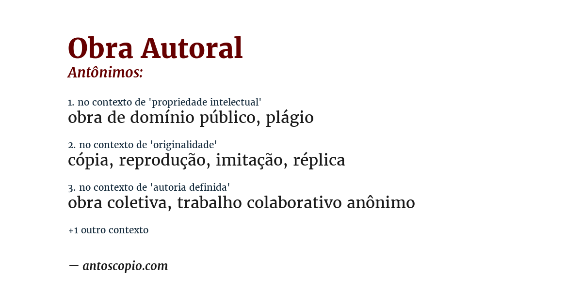 Antônimo de obra autoral