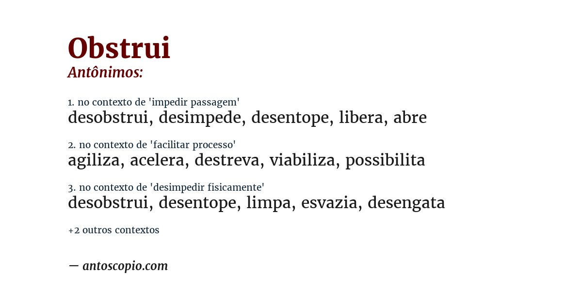 Antônimo de obstrui