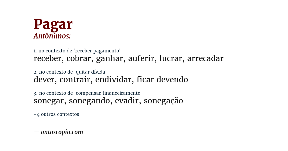 Antônimo de pagar