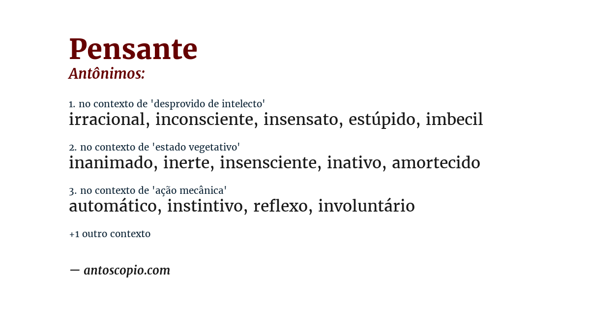 Antônimo de pensante