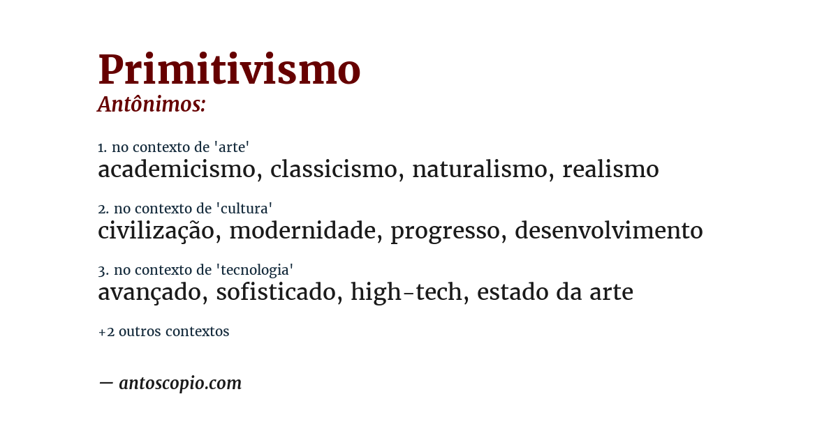 Antônimo de primitivismo