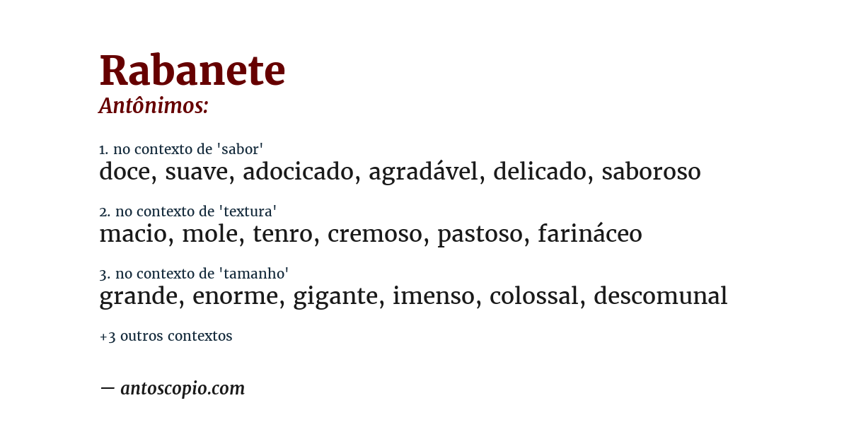 Antônimo de rabanete
