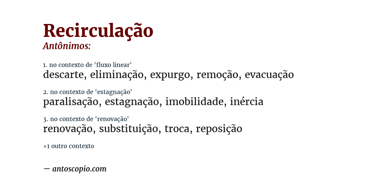 Antônimo de recirculação