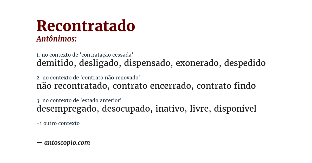 Antônimo de recontratado