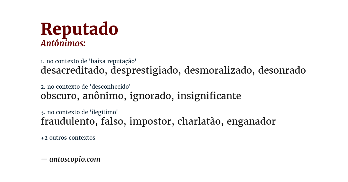 Antônimo de reputado
