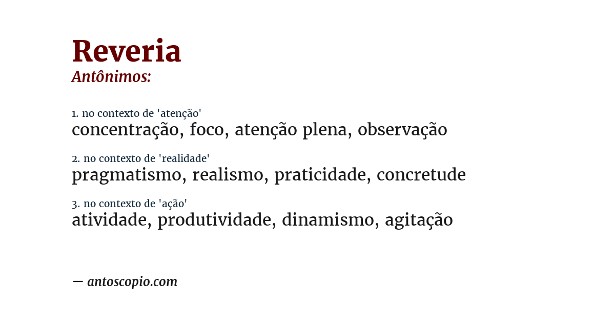 Antônimo de reveria