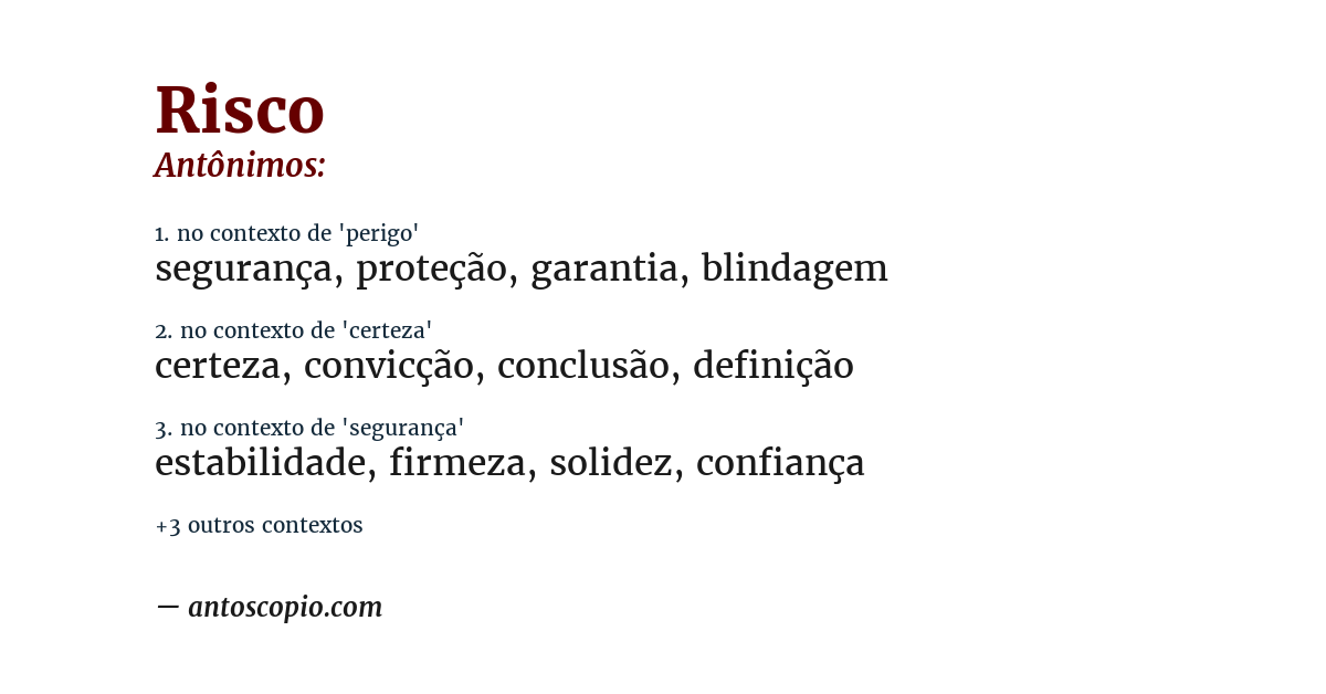 Antônimo de risco