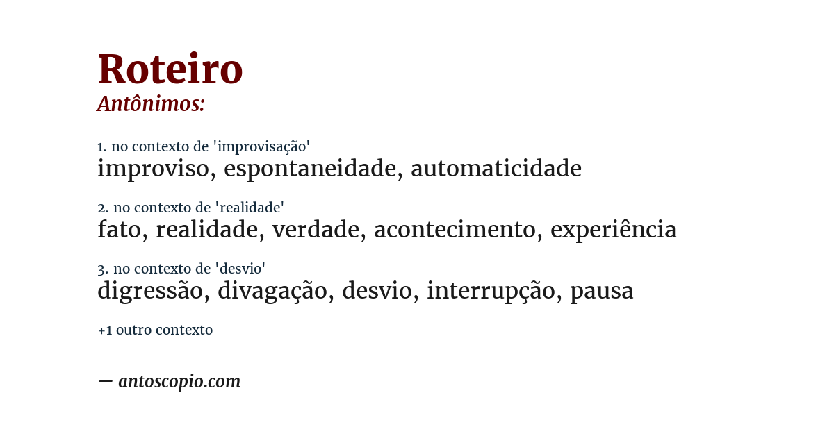 Antônimo de roteiro