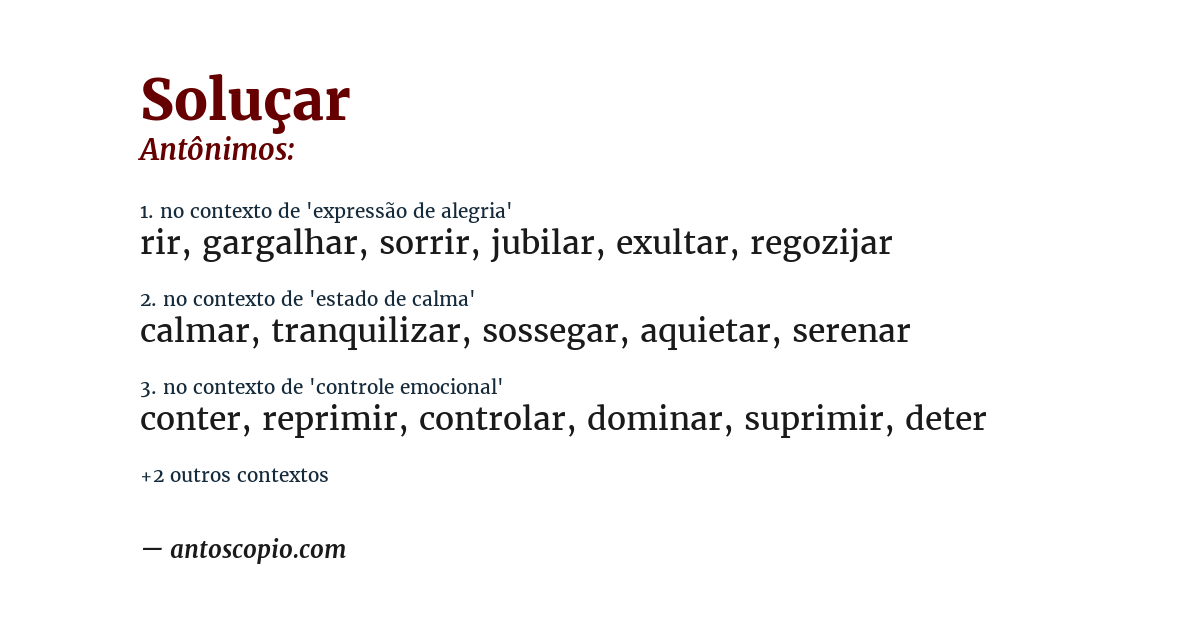 Antônimo de soluçar