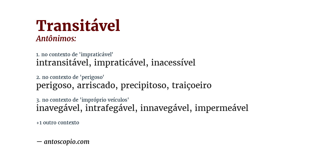 Antônimo de transitável