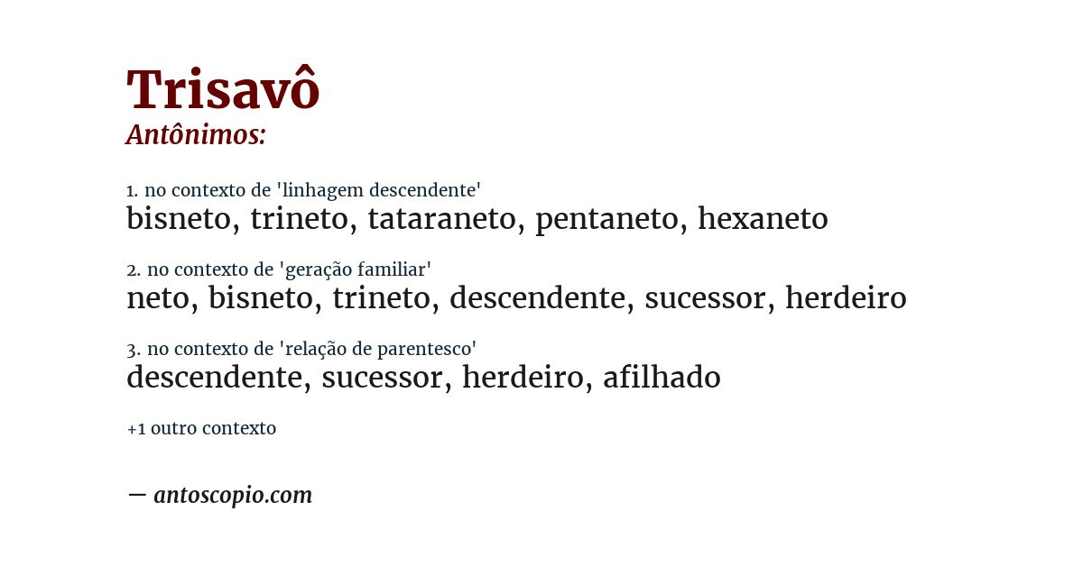 Antônimo de trisavô