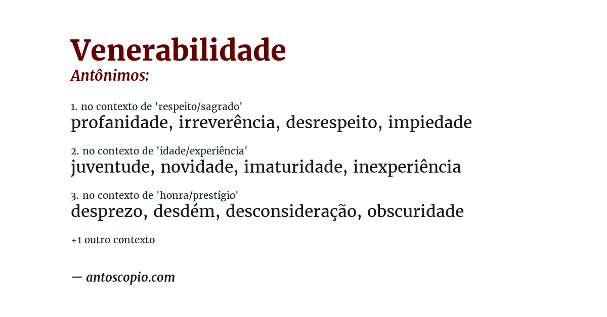 Antônimo de venerabilidade