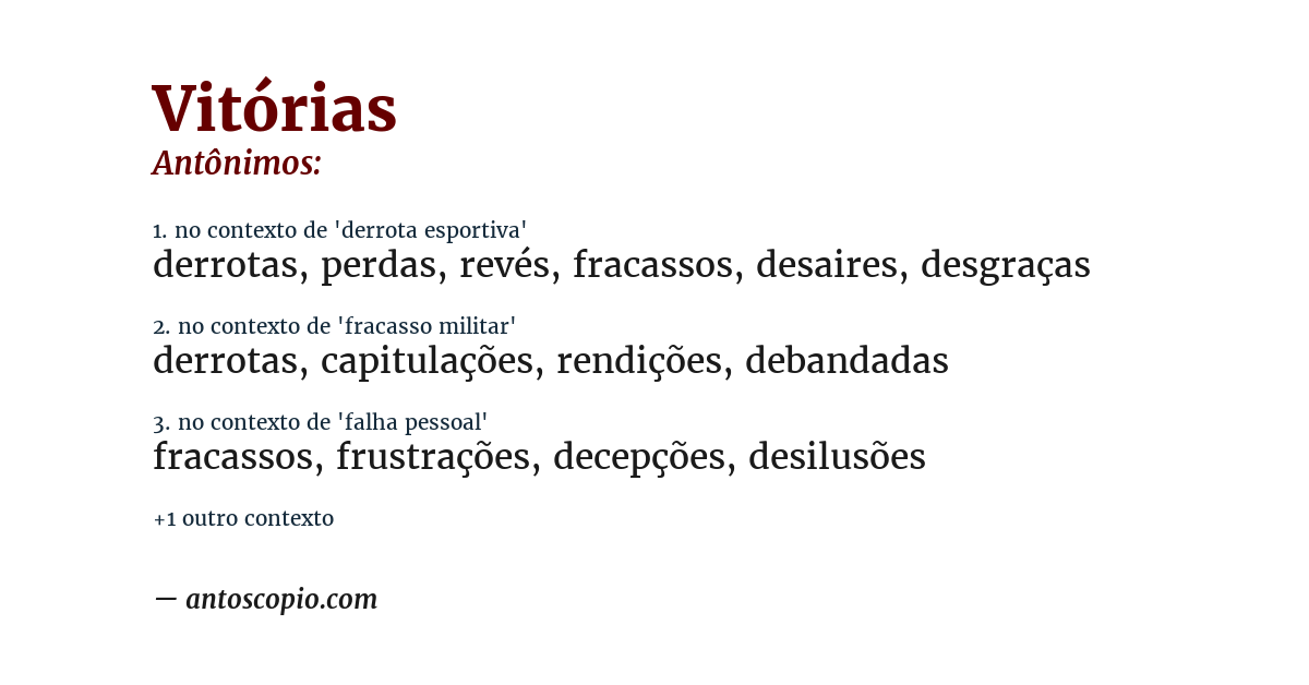 Antônimo de vitórias