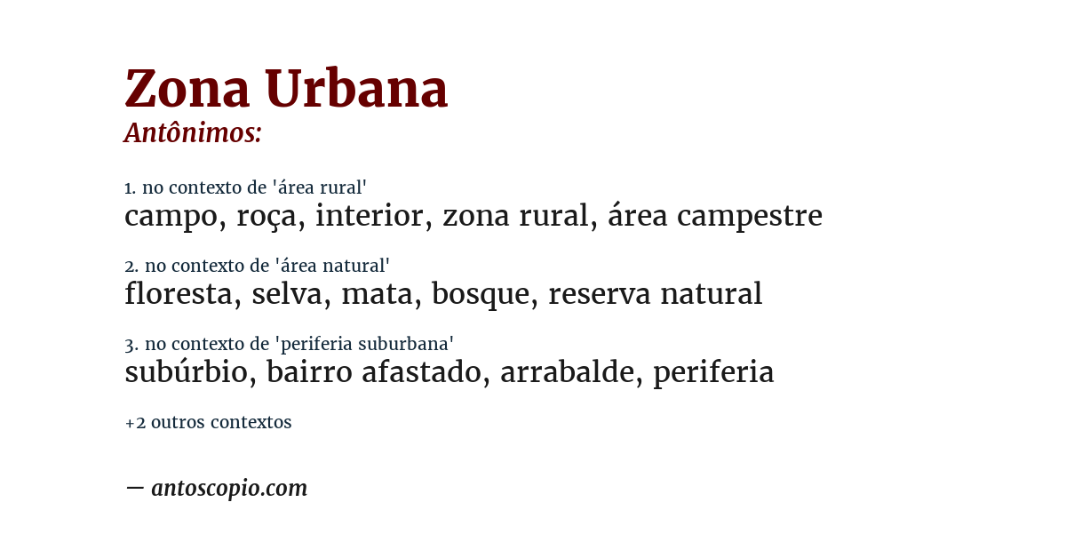 Antônimo de zona urbana