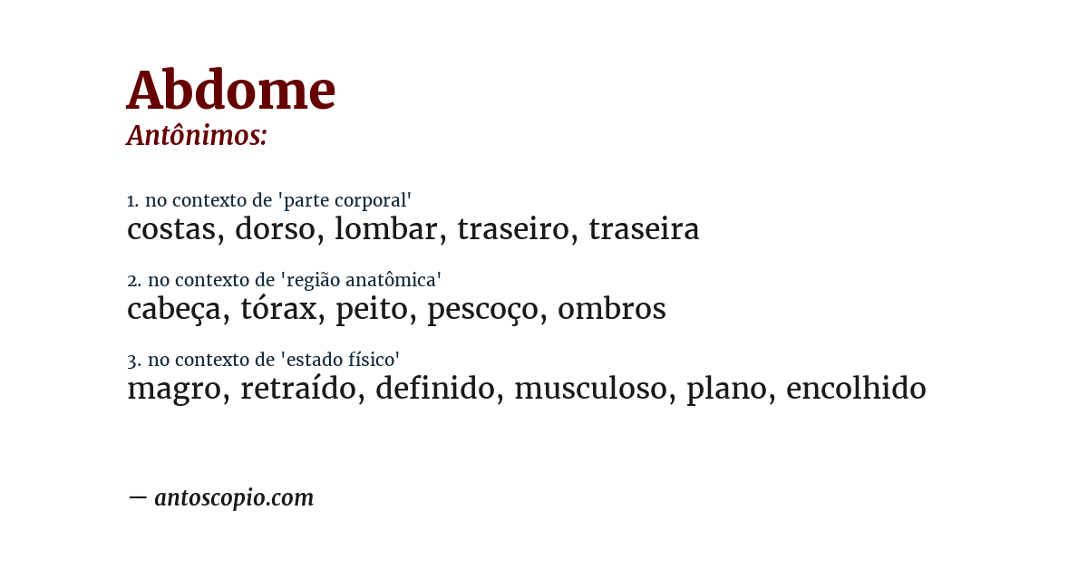 Antônimo de abdome