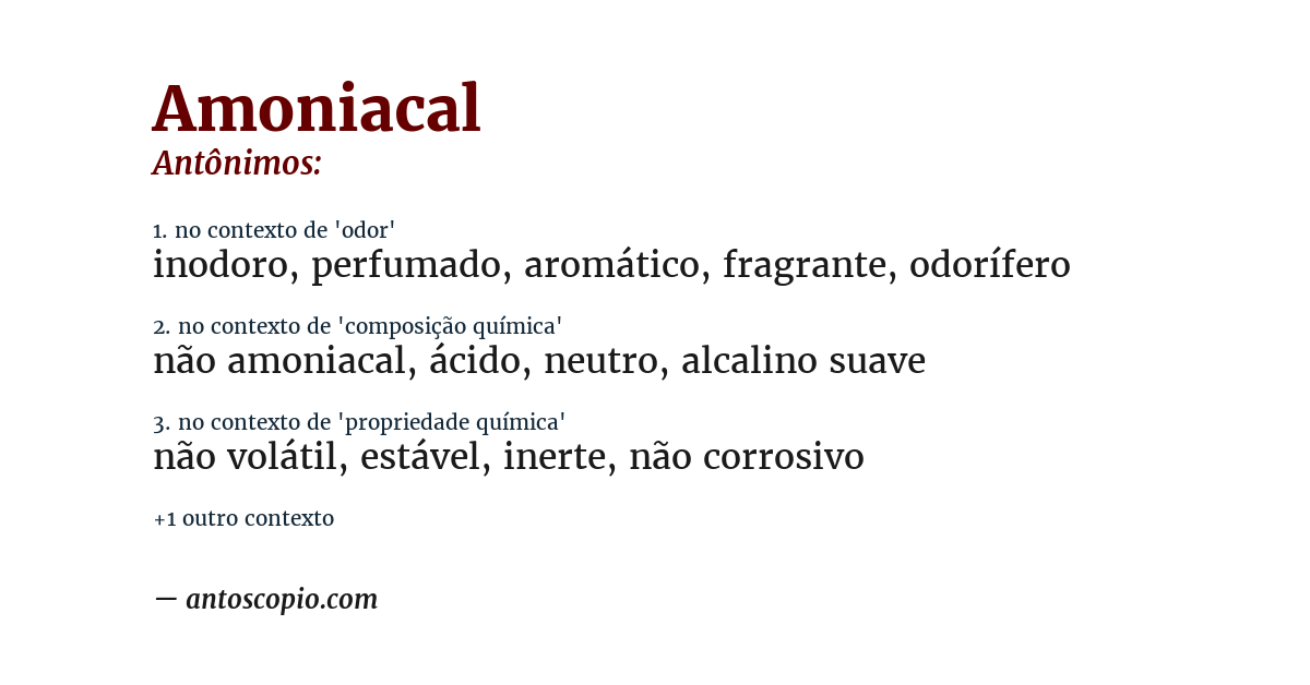 Antônimo de amoniacal
