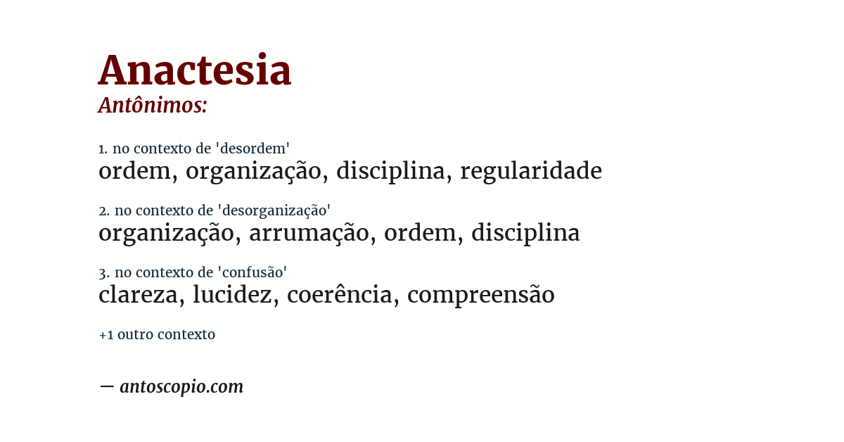 Antônimo de anactesia