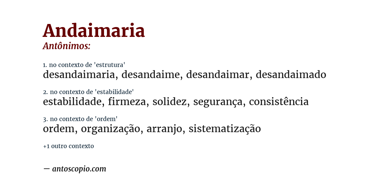 Antônimo de andaimaria