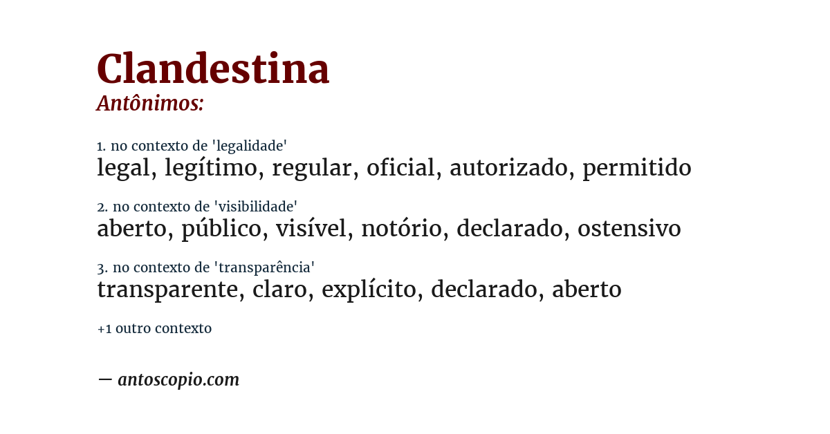 Antônimo de clandestina