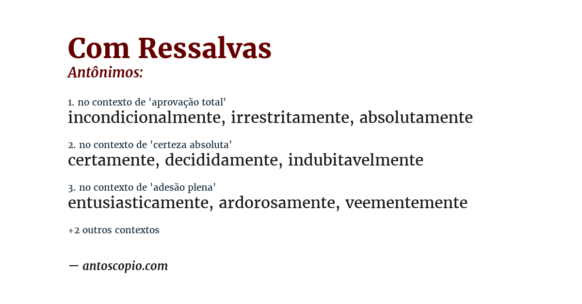 Antônimo de com ressalvas
