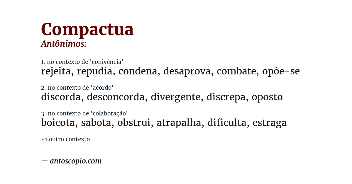 Antônimo de compactua