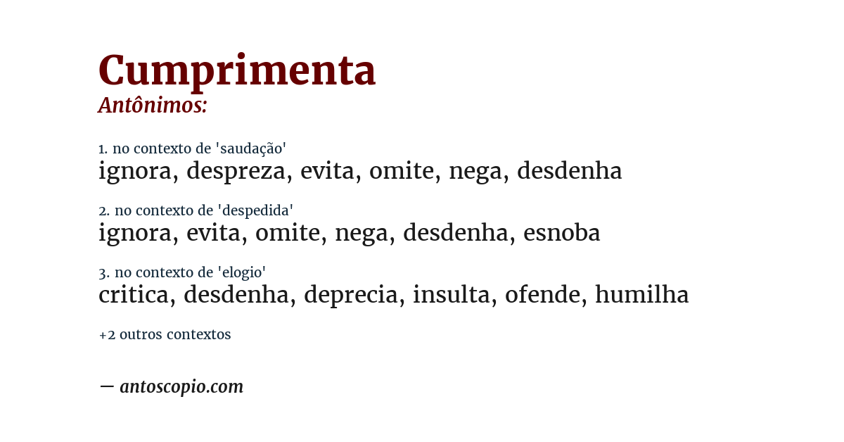 Antônimo de cumprimenta