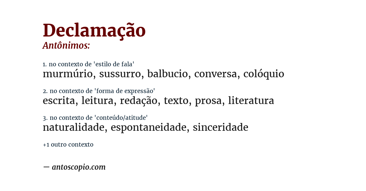 Antônimo de declamação