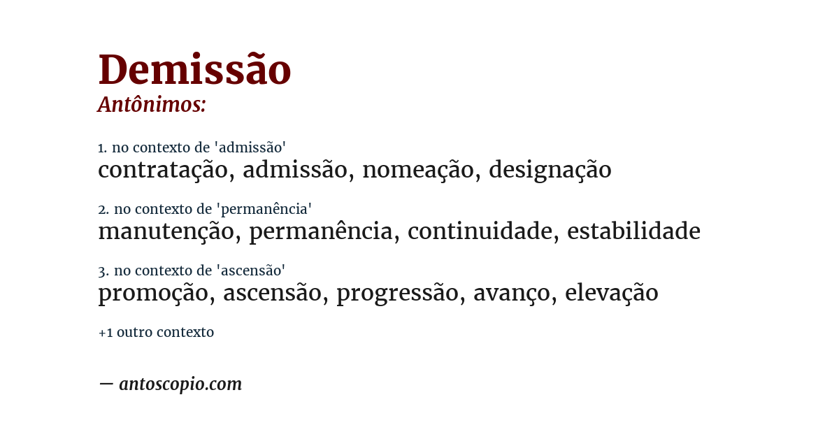 Antônimo de demissão