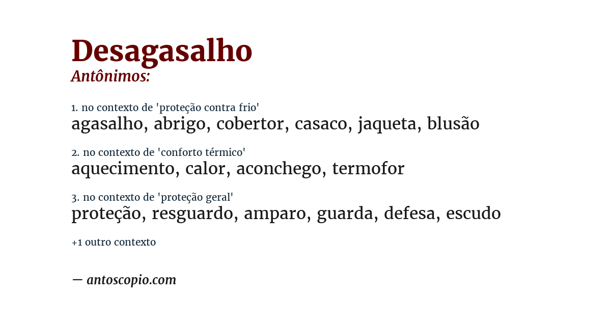 Antônimo de desagasalho