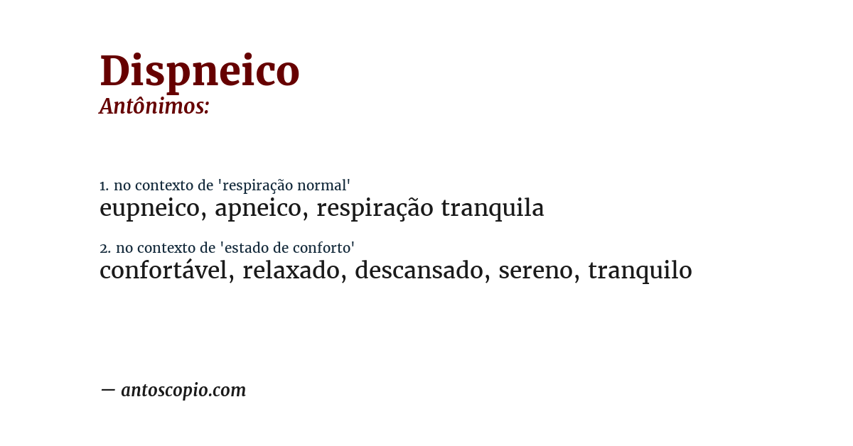Antônimo de dispneico