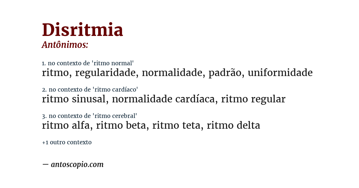 Antônimo de disritmia